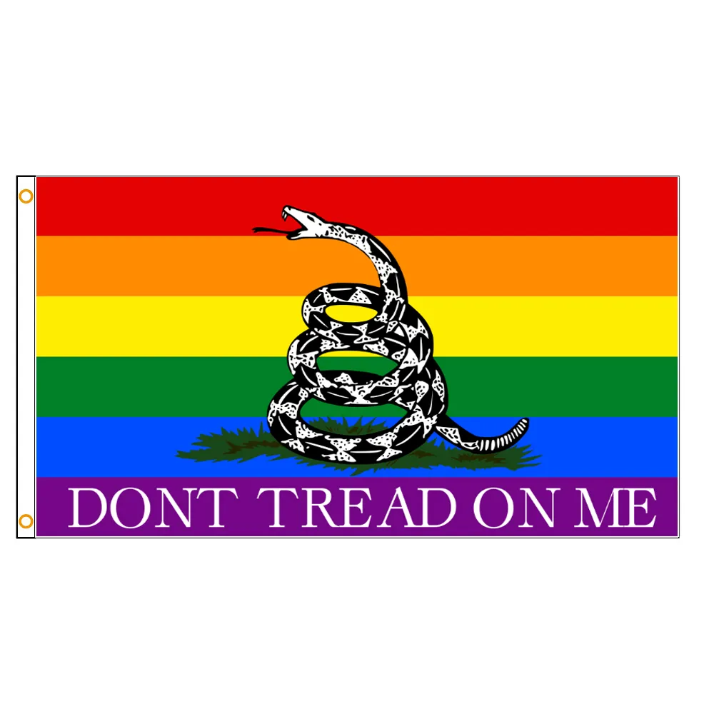 3x5fts trampar inte på gay stolthetsflaggor för hbt gadsden orm 100% polyester