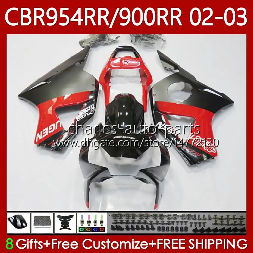 Kit carrozzeria per HONDA CBR900 CBR954 RR CBR 954 900 RR CC 2002 2003 Corpi Rosso nero 61No.70 CBR 900RR 954RR 900CC 02-03 CBR954-RR CBR900RR CBR954RR 02 03 Carenatura OEM