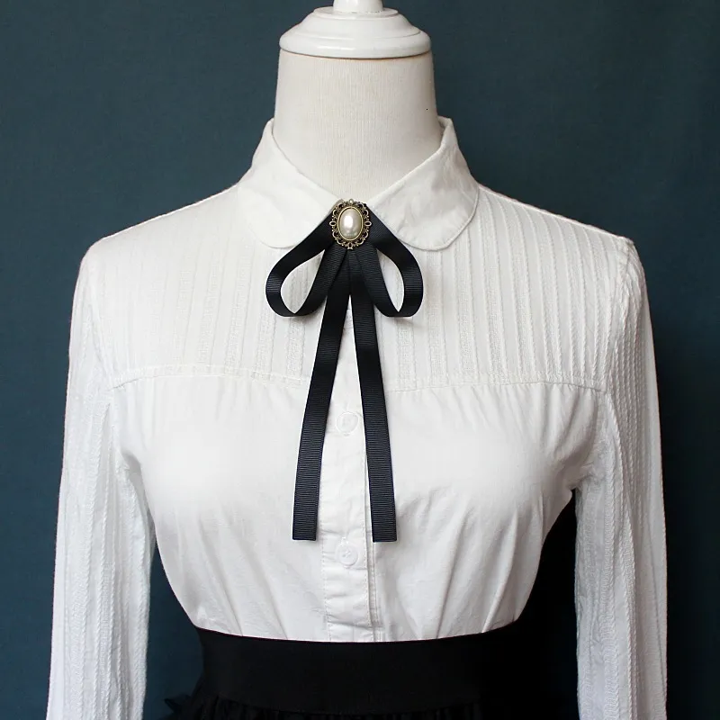 Handgjorda slips damer unisex banking stewardess student utför karriär koreansk vit skjorta svart bowtie klassiska trendiga gåvor