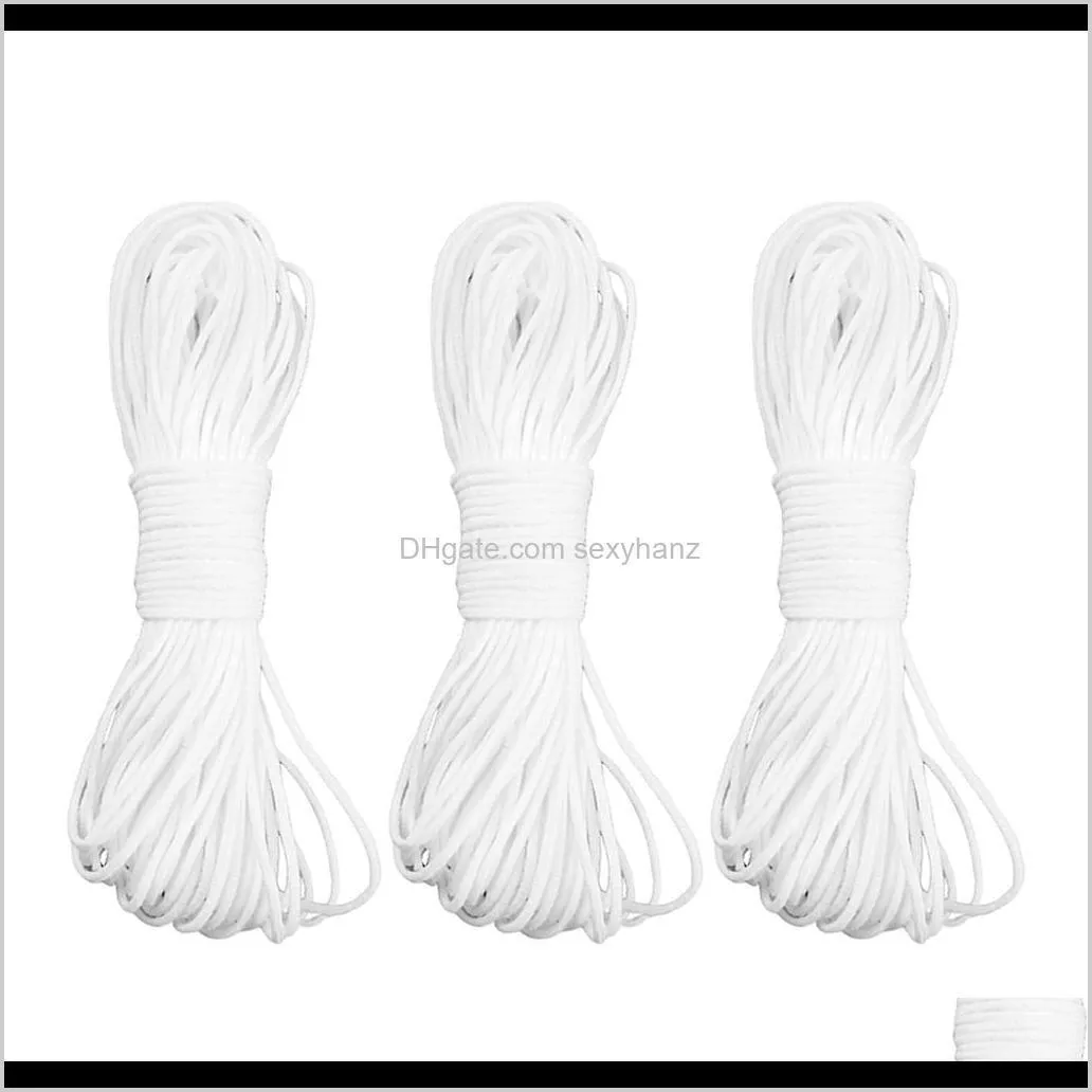 3 rolls elastic cord waist band white trimming sewing dressmaking 2.5mm