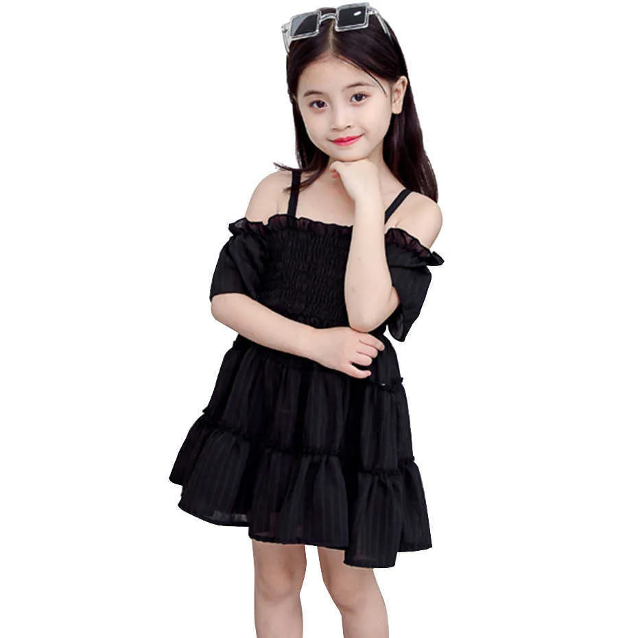 Barn klänningar för tjejer solid färg sommar casual stil barn klänning tonåring kläder tjej 210528