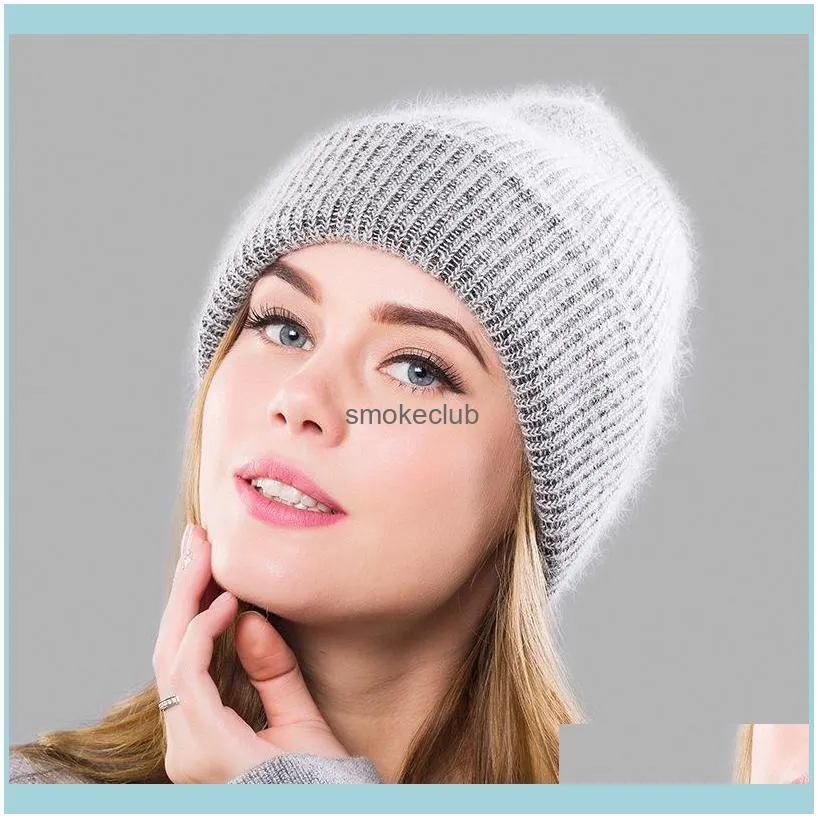 Beanies Winter Hat For Women Fur Cashmere Wool Cap Female Knitted Skullies Warm Soft Knit Bonnet Bonnets Wholesale