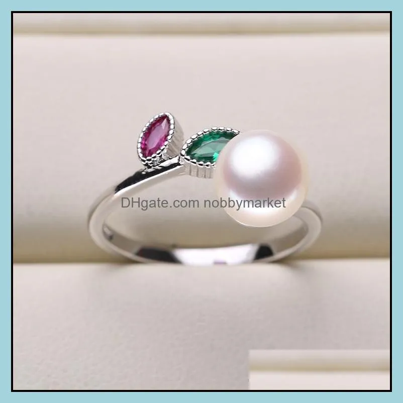 SHINING! Pearl Rings Setting Zircon Solid 925 Silver Ring Setting Ring Mounting Ring Blank DIY Jewelry 5 Styles Mix DIY Gift