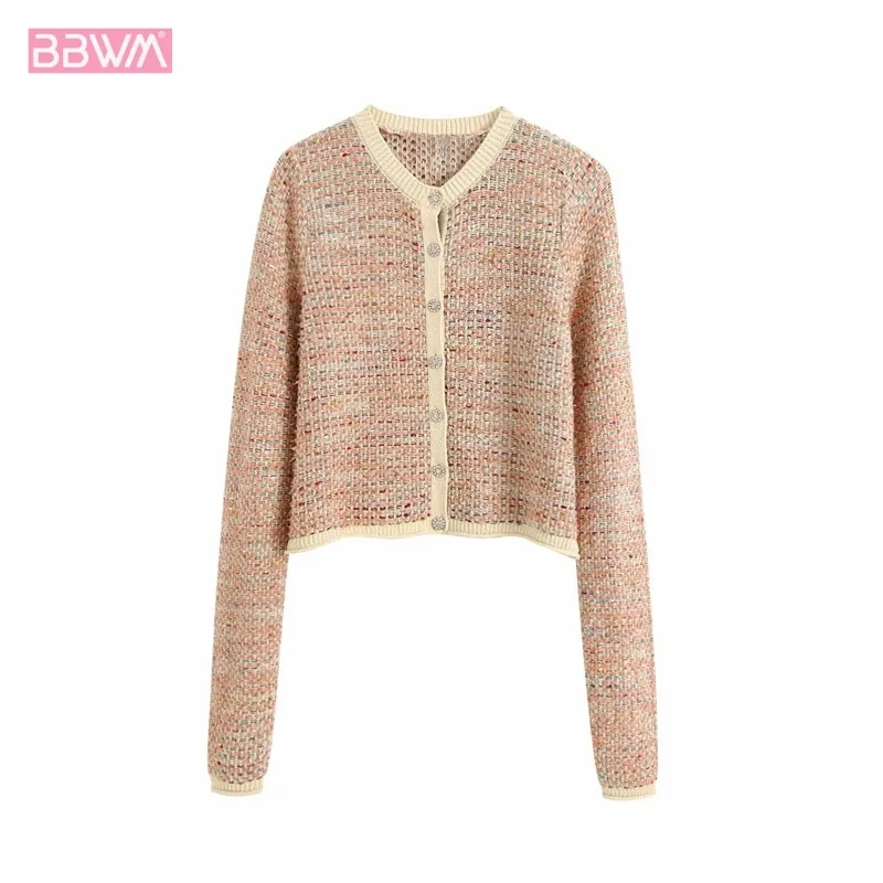 Small Fragrant Knit Women's Round Neck Long Sleeve Chic Cardigan Harajuku Korean Sweet Fashionable Outer Wear Female Sweater 210507