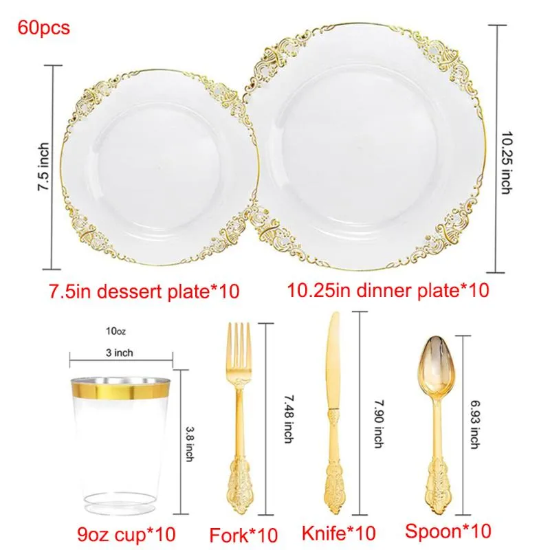 20 pcs 3 Clear Plastic Dessert Plates - Disposable Tableware