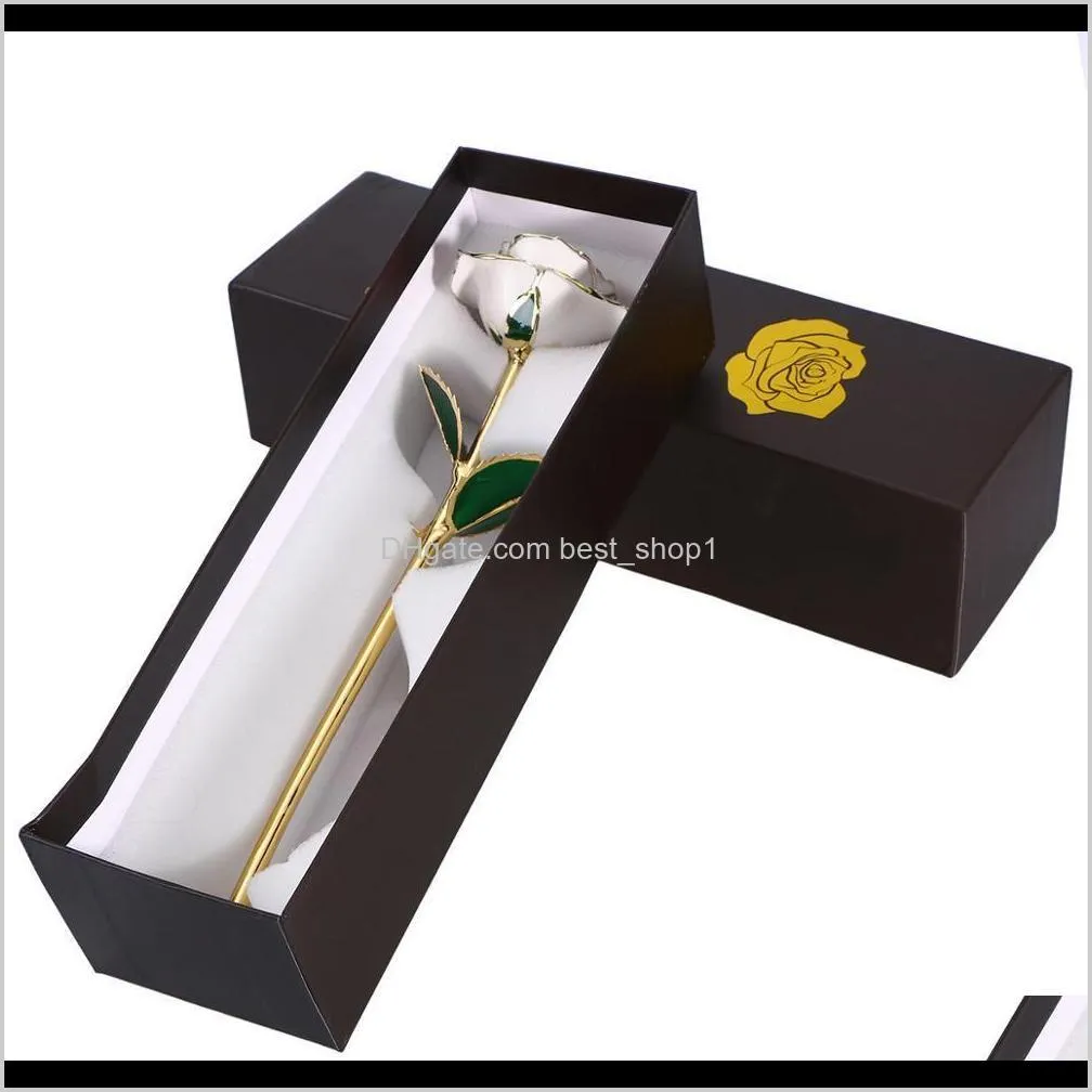 valentine`s 24k gold plated rose with packing box for birthday mother`s day anniversary gift t200103