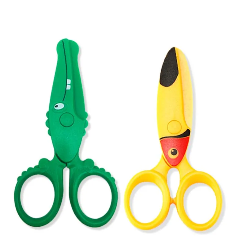 Pimoys 3 Pieces Cute Animal Designs Toddler Safety Scissors, Kids