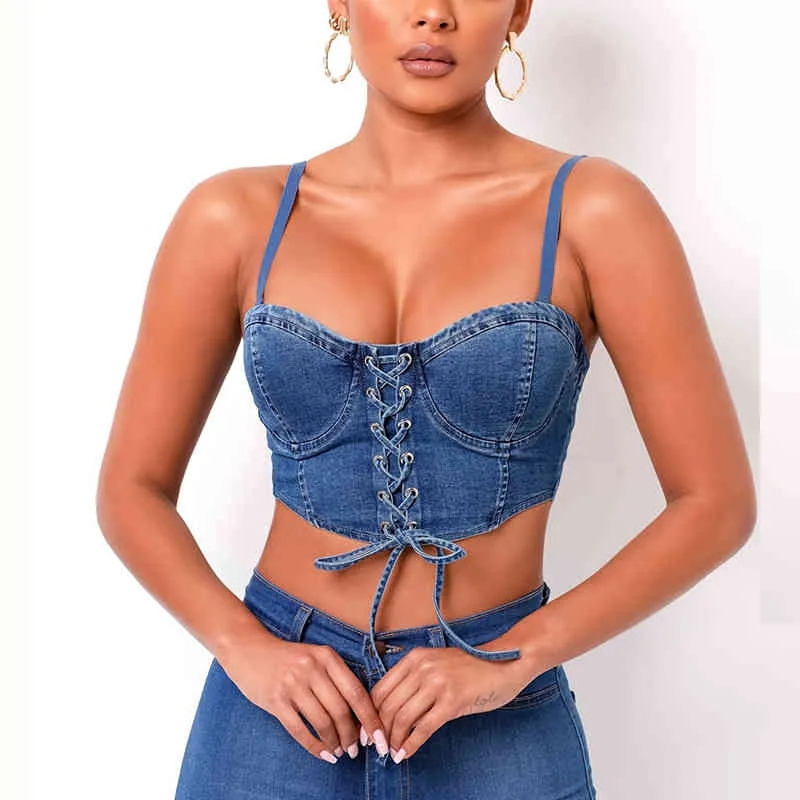 Wholesale denim corset top Casual & Sporty Tanks & Camis –