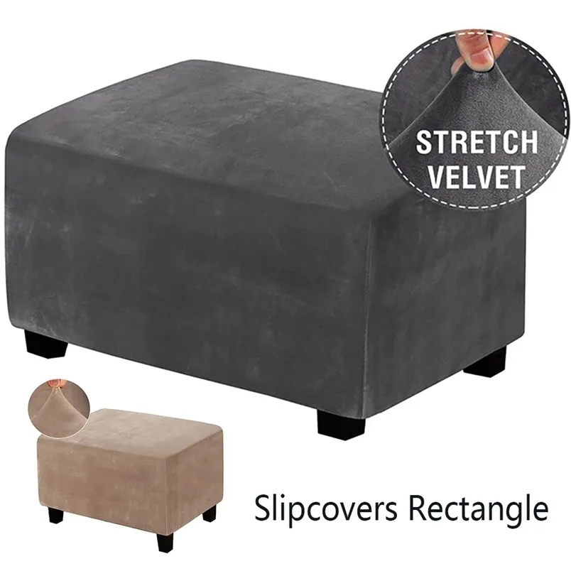 Plush Tyg Ottoman Cover Foothrest Cover FootStool Protector Elastiska möbler Avtagbar Slipcover Dammsäker 1 PC 211207