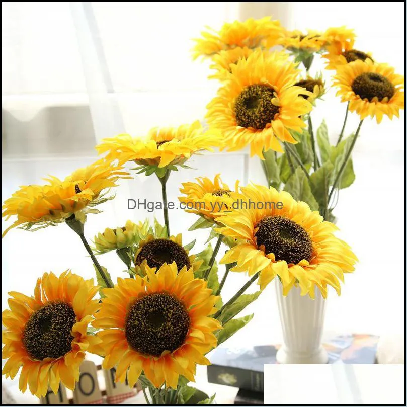 Artificial Flower Plant Artificial Sunflower Silk Flower DIY Party Wedding Simulation Sunflowers Home Table Decor Bouquet