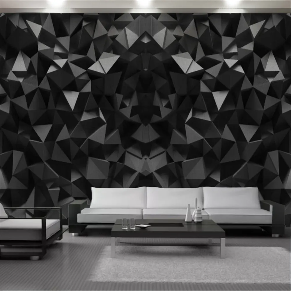 3D Klasik Modern Duvar Kağıdı Geometrik Siyah Üçgen High-end Duvar Oturma Odası Yatak Odası Mutfak Ev Dekorasyonu Boyama Duvar Kağıtları