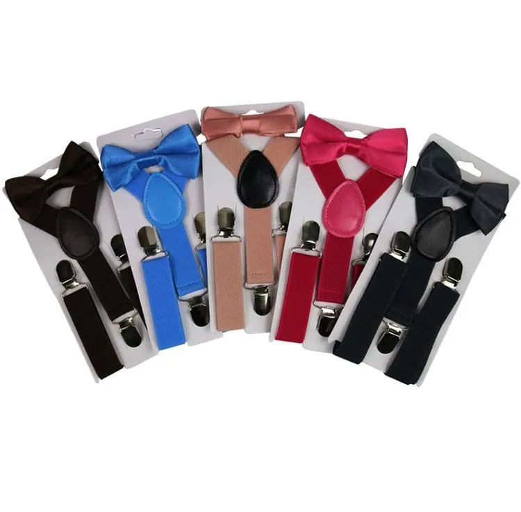 Bretelles nœud papillon Y-back sangle Clips mariage enfants smoking réglable 26 couleurs costume enfants chemise élastique garçon filles ceinture