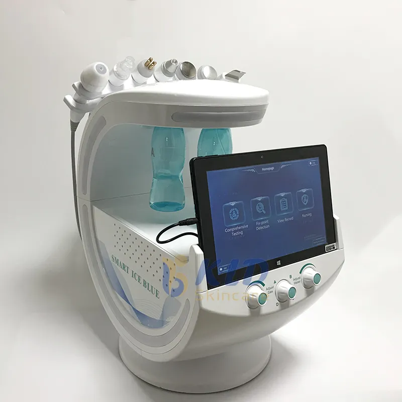 Professional water microdermabrasion skin analyzer rf lift face peeling antiwrinkle glowing facial smart ice blue beauty system