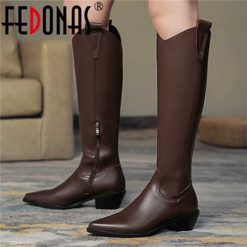 Rubber Boots for Women Side Zipper Genuine Leather Knee High Wide Calf Working Basic Slim Long Shoes 210528 GAI