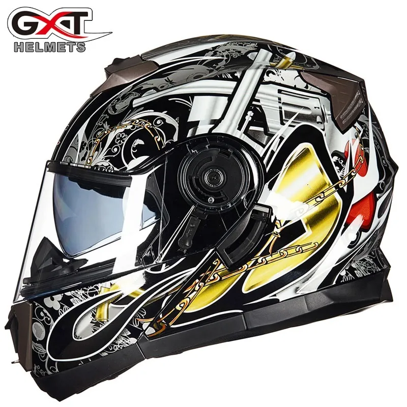 Nieuwe GXT 160 Flip Up Motorcycle Double Lense Volledige Gezichtshelm Casco Racing Capacete