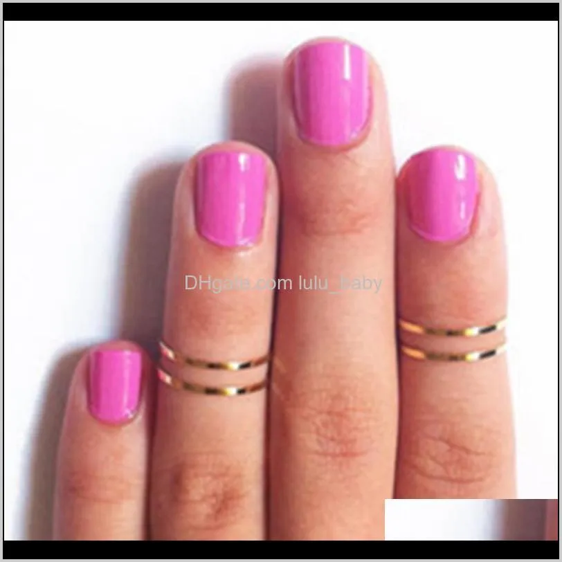 Rings Jewelry Drop Delivery 2021 Women Band Midi Urban Gold Stack Plain Cute Above Knuckle Nail Ring Christmas Gift Thhmm
