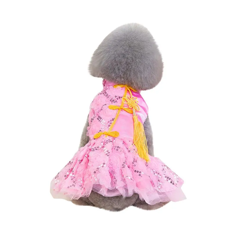 Chien vêtements mode Pet Costumes printemps et été respirant Simple dentelle jupe princesse robe de mariée mariée Costume A1