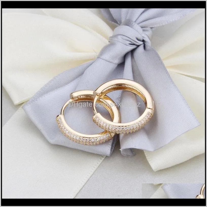 men women earrings jewelry fashion gold color circle earrings brief luxury bling zircon hip hop hoop earrings