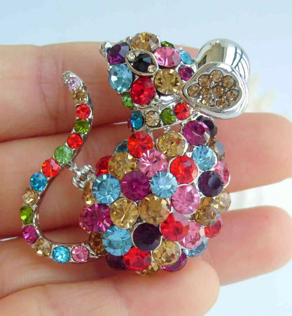 Lovely Mouse Rat Animal Brosch Pin Multicolor Österrikiska Crystal Pendant EE03276C2