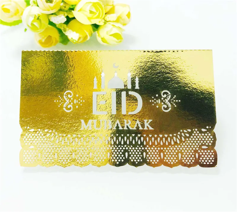 Eid Mubarak Party Seat Card Ramadan Paper Table Invitation Hollow Out Place Cards Muslim Islamic Festival Decor