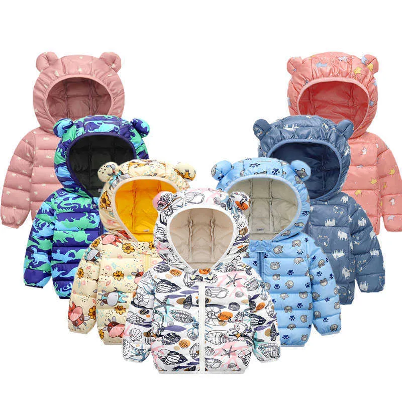 1-5Y Kinderen Winter Ultra Licht Katoenen Jas Baby Kids Herfst Jas Meisjes Kleding Hooded Bovenkleding Jongen Snowsuit Kind Bovenkleding H0909