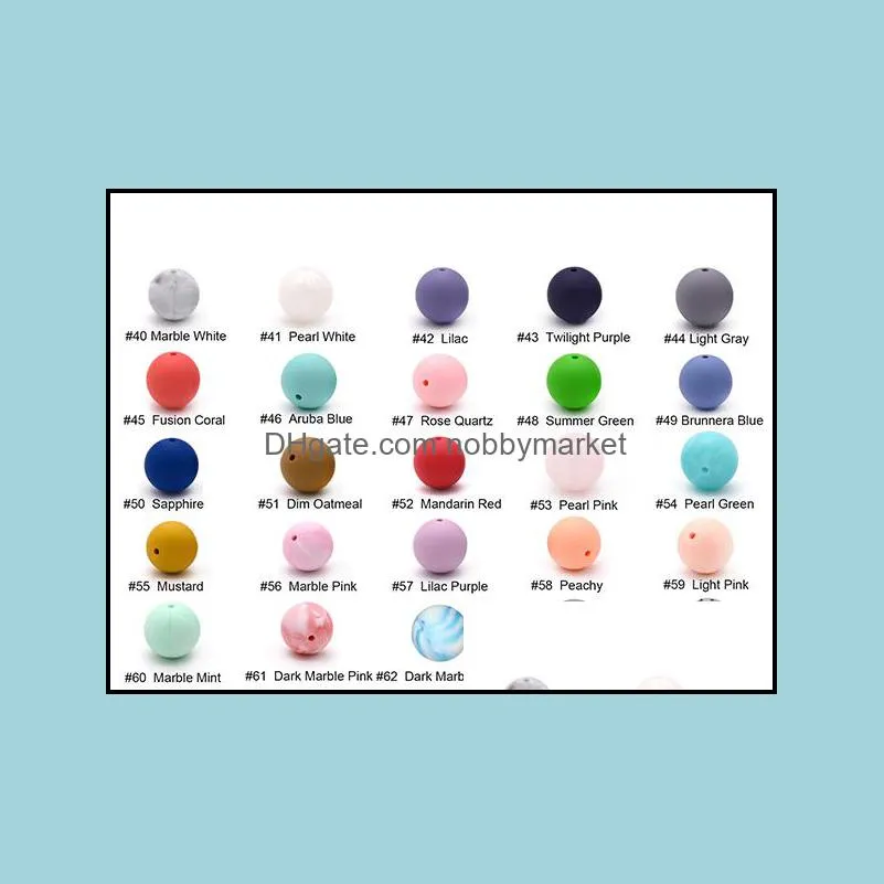 12mm Silicone Beads Food Grade Teething Beads Nursing Chewing Round Loose Beads Colorful DIY Necklace Teether Jewelry Sensory