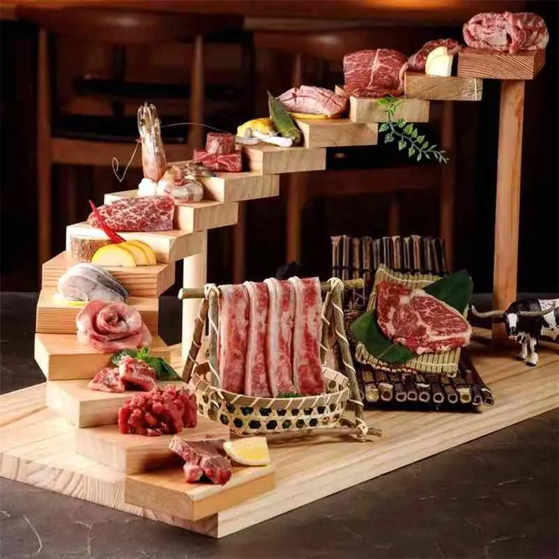 Solid wood function. Rotating sushi plate. el supplies. Snack rack. Art dishes. 210811