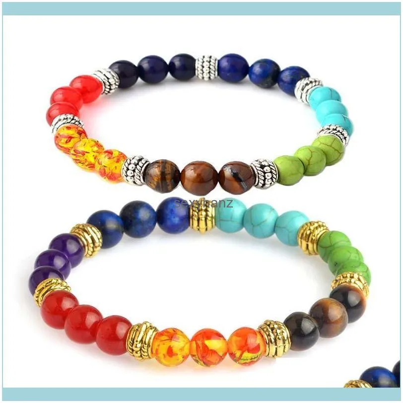 7 Yoga Healing Reiki Prayer Natural Stone Bead Balance Bracelets Yoga 7 Chakra Bracelets Inspirational Jewelry