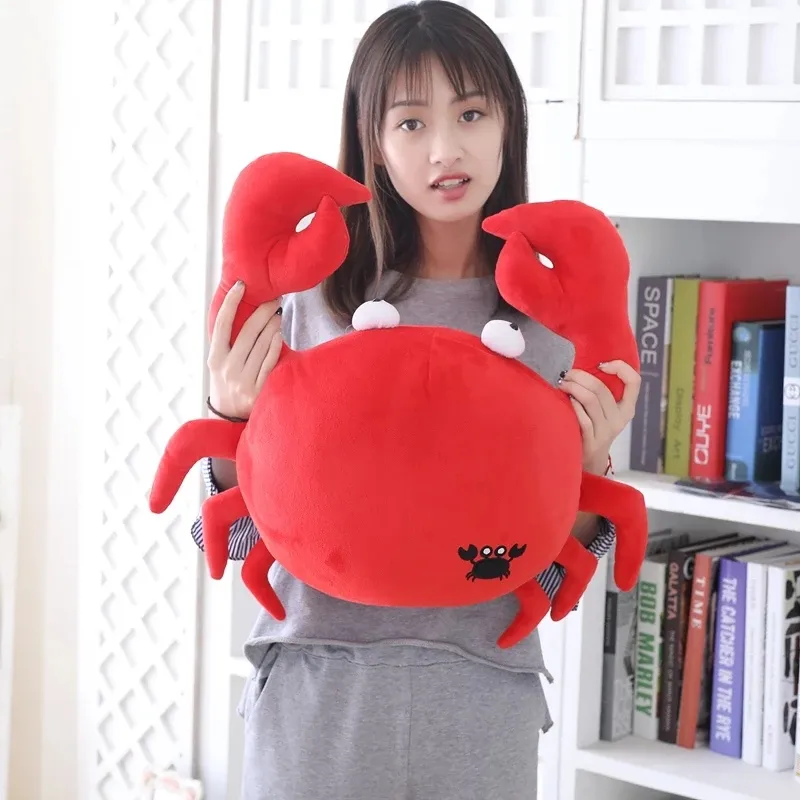 30cm 50cm kawaii 재미 있은 게 플러시 베개 부드러운 붉은 바다 동물 박제 만화 장난감 소파 홈 장식 쿠션 인형 친구를위한 쿠션 인형