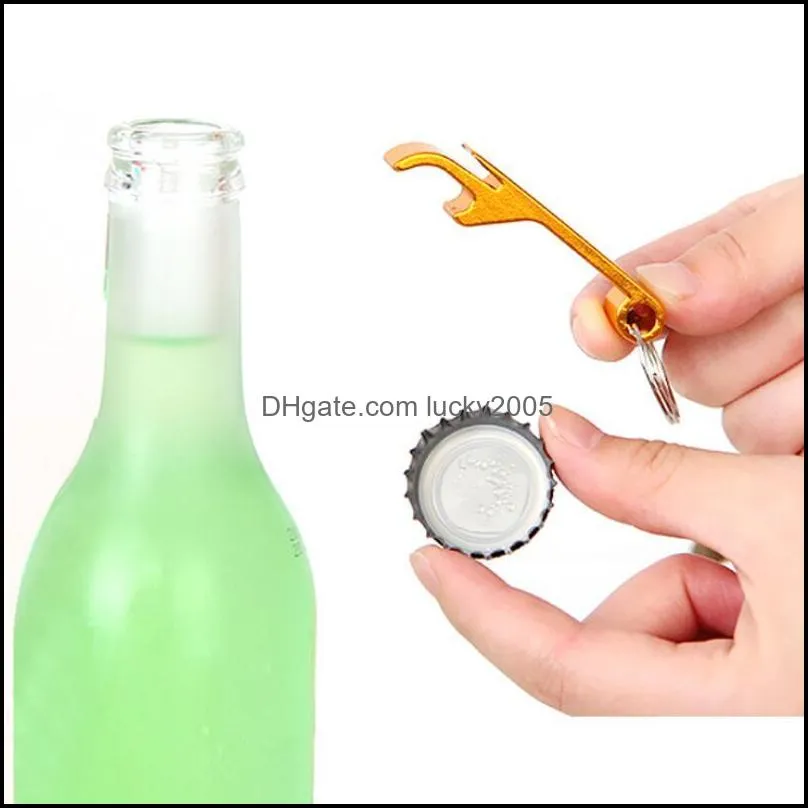 Portable Stainless Steel Bottle opener Key Chain Ring Aluminum alloy beer wine openers bar club waiter tools LX8589