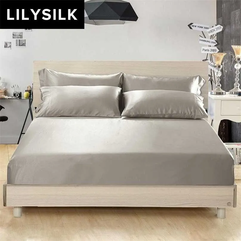 LilySilk ipek gömme levha derin 25 cm saf 100 dut ipek19 anne lüks dikişsiz kraliçe kral ev tekstili 211110