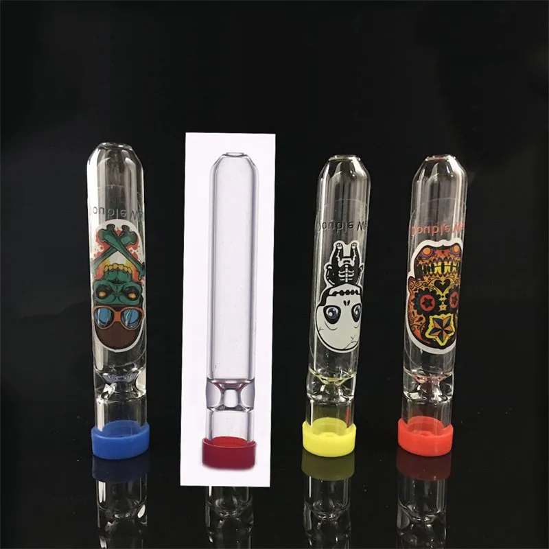 Glass Cigarette Filter Pipes One Hitter Filter Tips Thick Pyrex Smoking tobacco Pipe for dry herb 7cm glass oil burner pipe