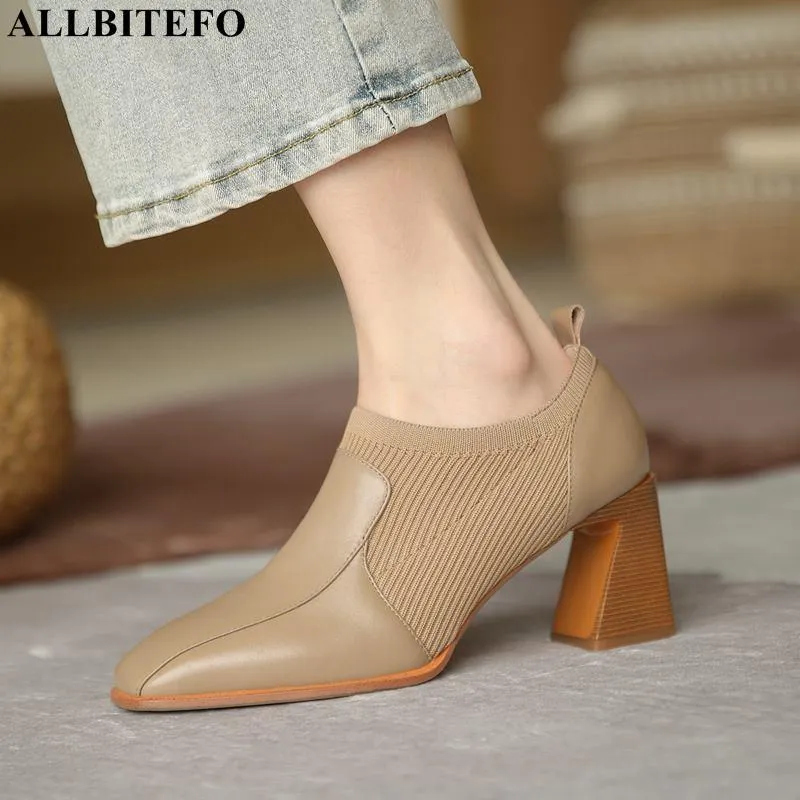 Ots搭載 ドレスシューズ厚いかかとの本物のレザーパーティー女性ブランドのハイオフィスレディースzapatos De Mujer 傷あり特価 Pelangi Sch Id