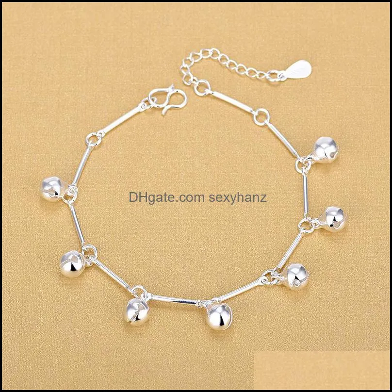 925 Sterling Silver Accessories Bamboo Small Bell Bracelet Sweet And Lovely Female Anklet Fine Jewelry For Women
