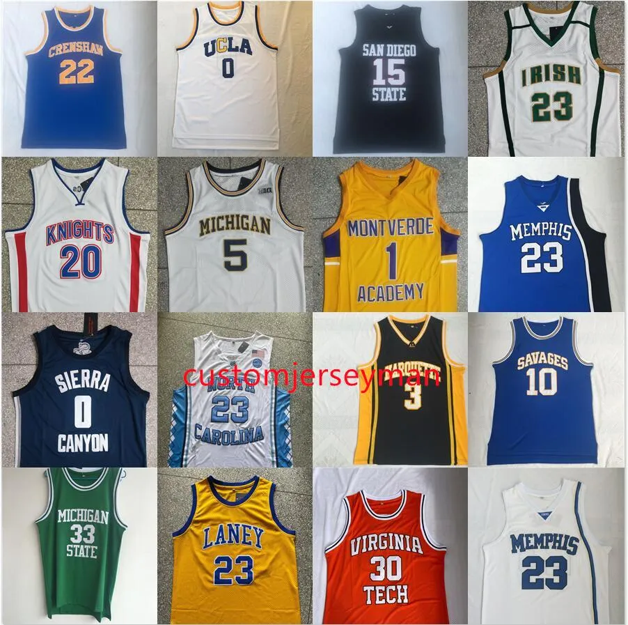 Maillot de basket-ball universitaire Laney High School M.j 12 Morant 0 Westbrook Durant Rose 25 Curry Oneal Jerseys Booker cousu ANTHONY Leonard irlandais nom personnalisé S-5XL