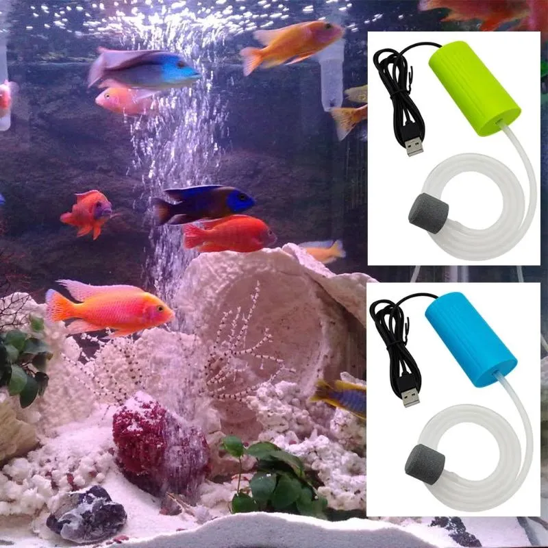 Air Pumps & Accessories Aquarium Pump 5V Ultra-Quiet Fish Tank Bubbler With Stone Mini USB Charging Oxygen Aerator Portable