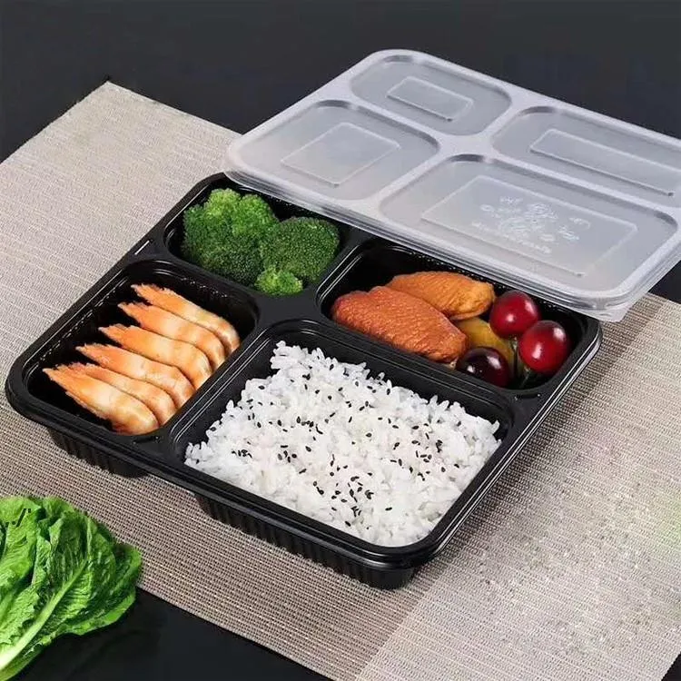 4 개의 구획 꺼내는 Containers Grade PP Food Packing Box Sea RRB11732로 호텔을위한 고품질 일회용 벤토 박스