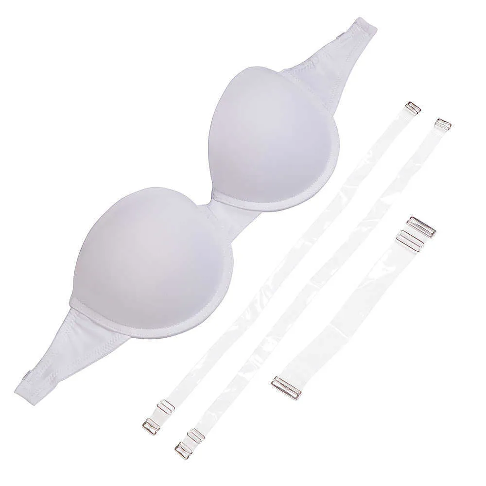 YBCG Push Up Bra Strapless Transparent Straps Underwear Adjusted  Convertible Strap Solid Gather Lingerie A B C D Cup 210623 From Dou01,  $7.49