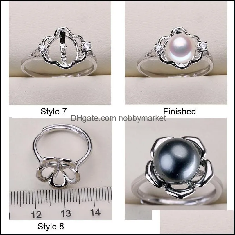 DIY Pearl Rings Settings Zircon Solid 925 Silver Ring Settings Ring for Women Mounting Ring Blank DIY Jewelry Gift