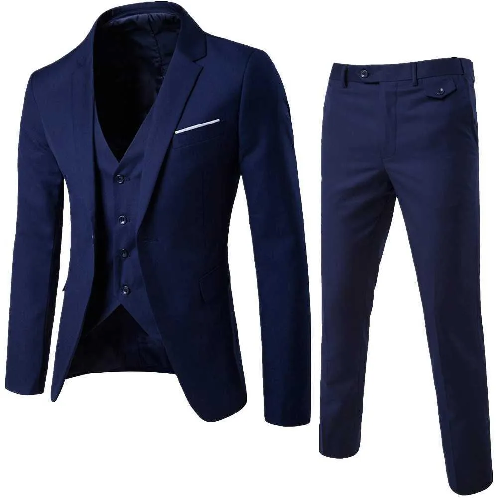 Mens Formal Terno de Negócios Magro Magro 3-Piece Terno de Negócios Festa de Casamento Jaqueta Vest Calças Calças Vertem Hommes Vtements de Travail X0909