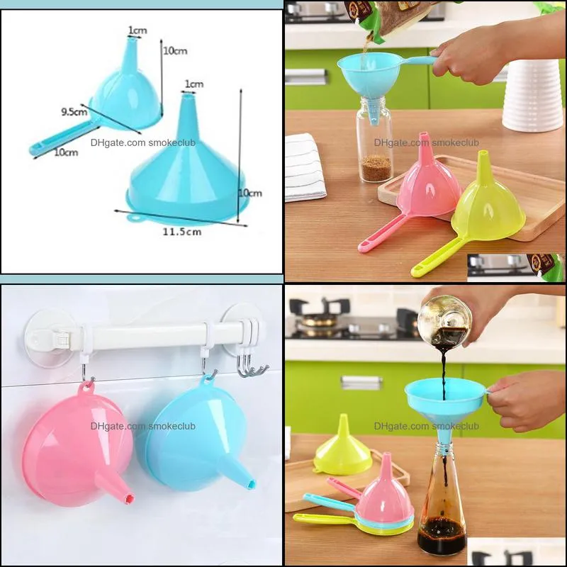 Food Grade Funnel Portable Plastic Multi Function Long Handle Liquid Funnels Home Kitchen Tool Pure Color RRD6885