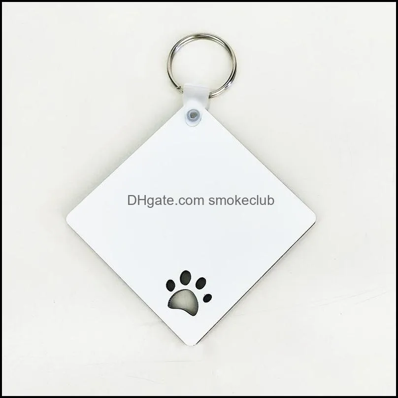 NEWPuppy keychain Party Favor sublimation MDF keyring For Women Paw Print Wooden Keychains Creative Dog Tag CCA7672