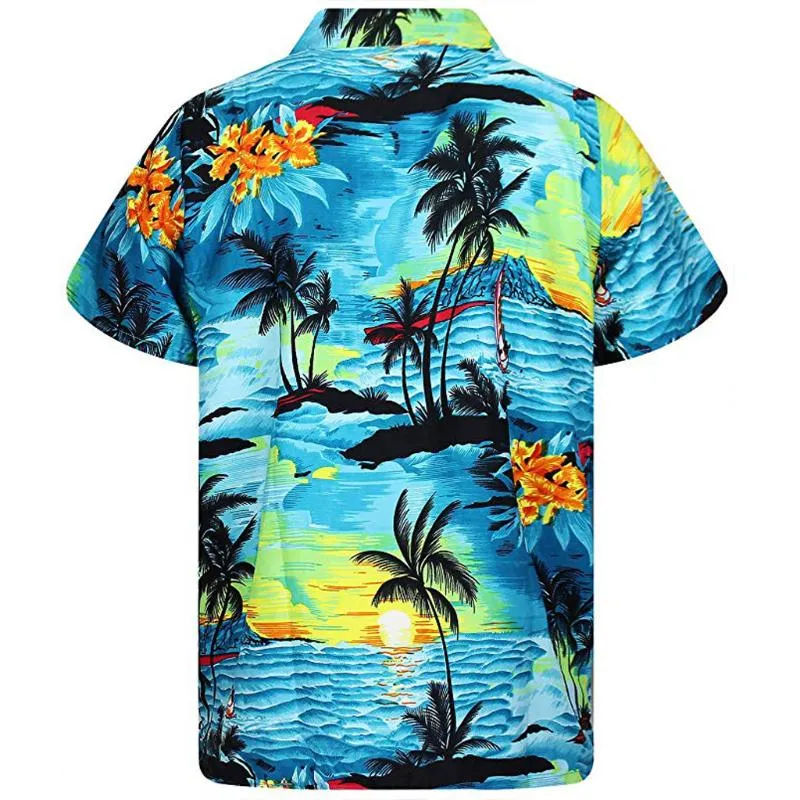 Remera Hawaiana Para Hombre informel A La Moda Con Botones Estampado Hawaiano chemises décontractées pour hommes 3064