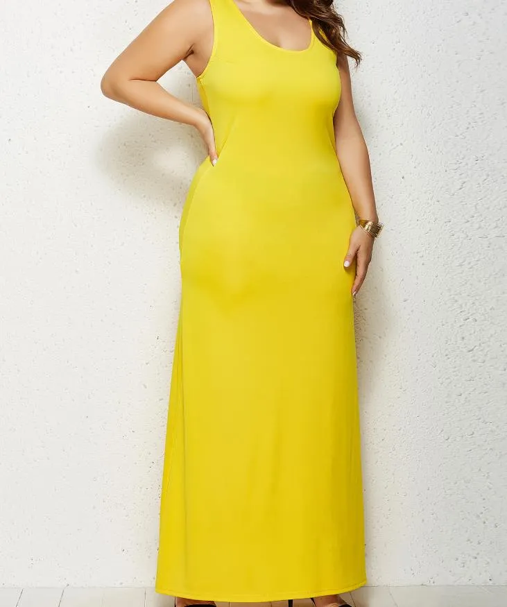 Womens Tank Maxi Dress Elasticity Polyester Sundress Slim Casual Sleeveless  Beach Clothing Plus Size 2XL 5XL Black Red White Yellow Blue Green From  Jessie06, $14.78 | DHgate.Com
