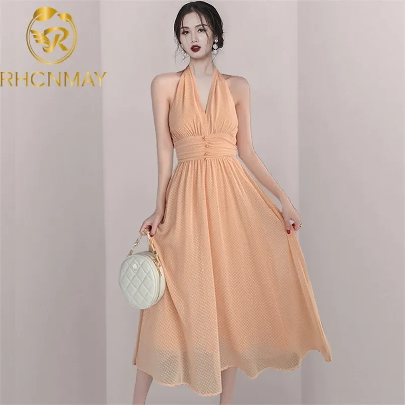 Summer Chic: Womens Halter Polka Dot Maxi Dress - Lightweight Chiffon  Sundress, Shop Now! from Dhgate Basic & Casual Dresses - price 62.27