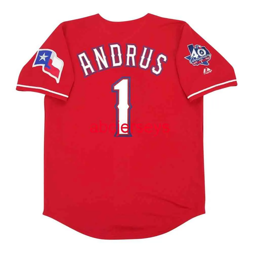 Cousu personnalisé Elvis Andrus 2012 rouge 40e Anniv rouge Jersey ajouter nom numéro Baseball Jersey