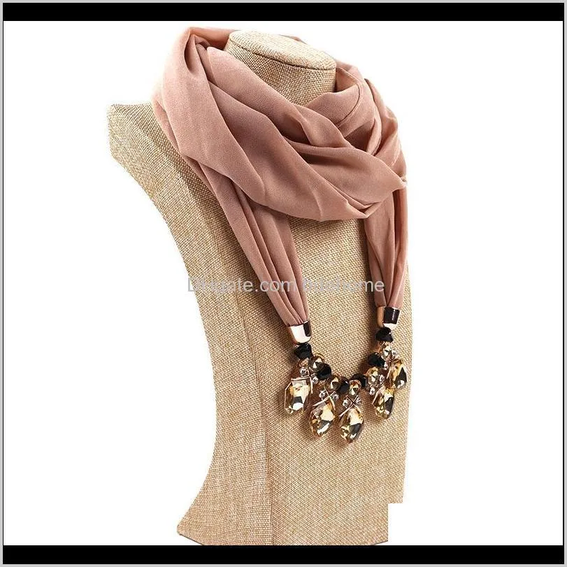 bohemia wind chiffon scarf bullet pendant charm fashion women jewelry scarf necklace shawls wraps scarf acessories