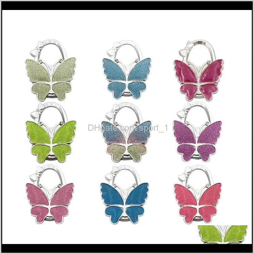 Hooks Rails Metal Foldbar Purse Hook Hangerpurse Hookhandbag Holder Shell Bag Folding Tabling Farterfly Bling Colors ZA5220 PWMGE EDU3O