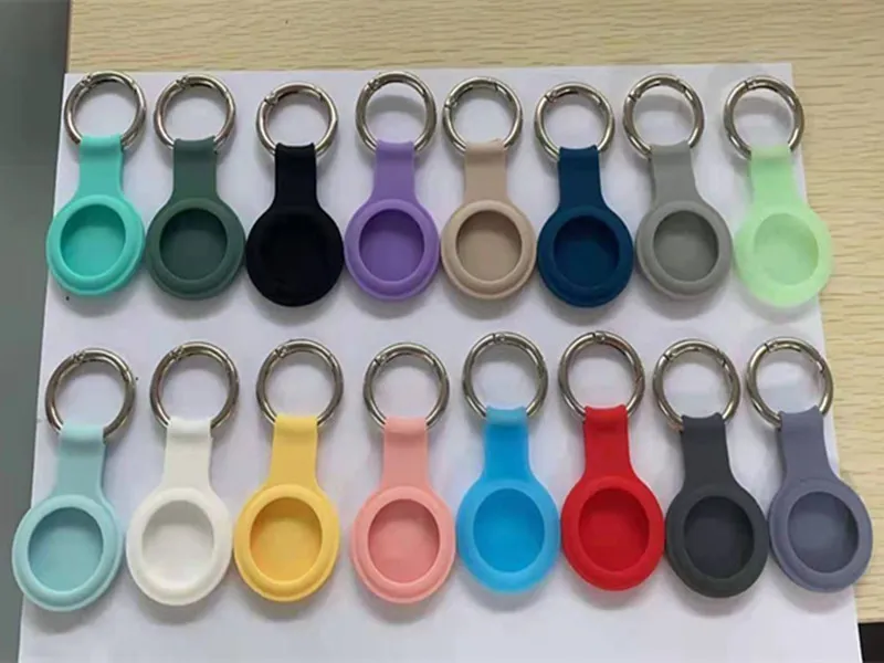 16 kleuren Airtags Loop Siliconen Case Beschermende Cover Shell met sleutelhanger voor Apple Airtag Smart Bluetooth Draadloze Tracker Anti-Lost Tracking