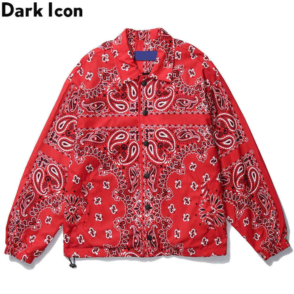 Light Weight Thin Bandana Jacket Men Paisley Windbreaker Ytterkläder Mäns Jacka Blå Röd Svart 210603